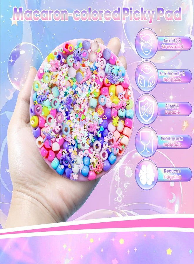 aeloer Picky Pad Fidget Toy with Macaron Color - 4" Large Sensory Skin Picking Relief for Adults, Anxiety Stress Relief & Trichotillomania Aid, DIY Bracelet Making, Gifts for Christmas, Valentine - Image 2